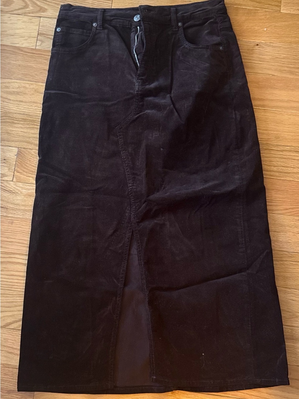 Frame Denim Chocolate Brown Corduroy Midi Skirt